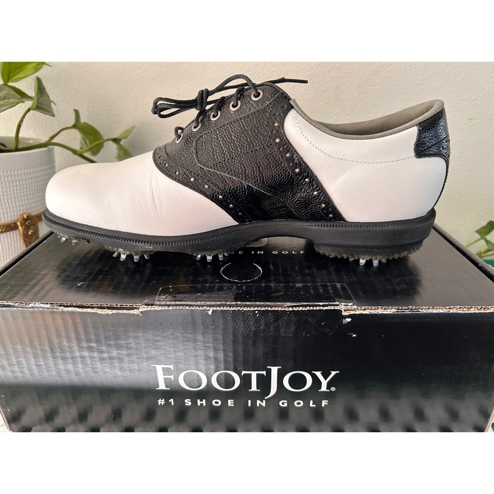 FootJoy‎ DryJoys Mens 10 M Black White Leather Saddle Golf Shoes 53597 OptiFlex
